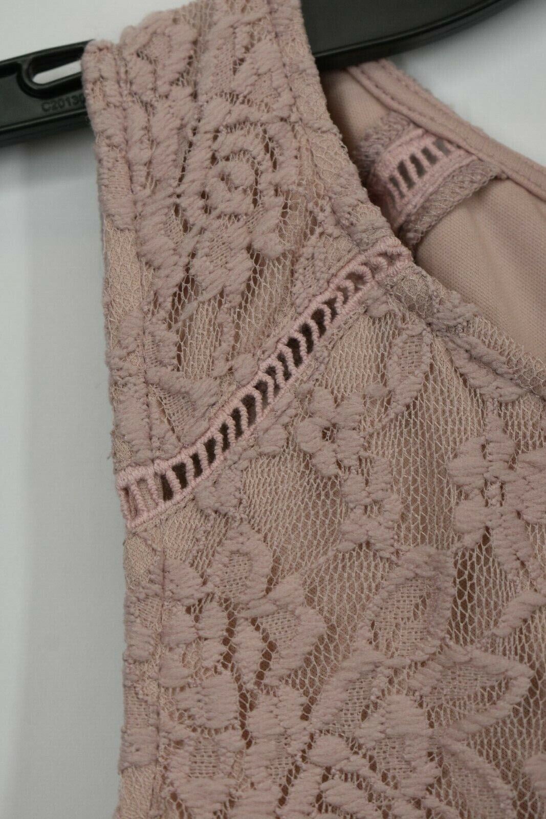 Speechless Womens Lace Bodice Ruffle Crepe Dress Jewel Neck Sleeveless Zip M