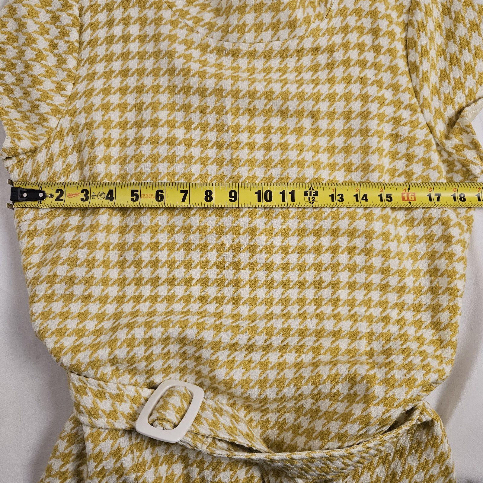 Metrostyle Womens Houndstooth Pattern Dress Size 12 Yellow Mod Vintage Look