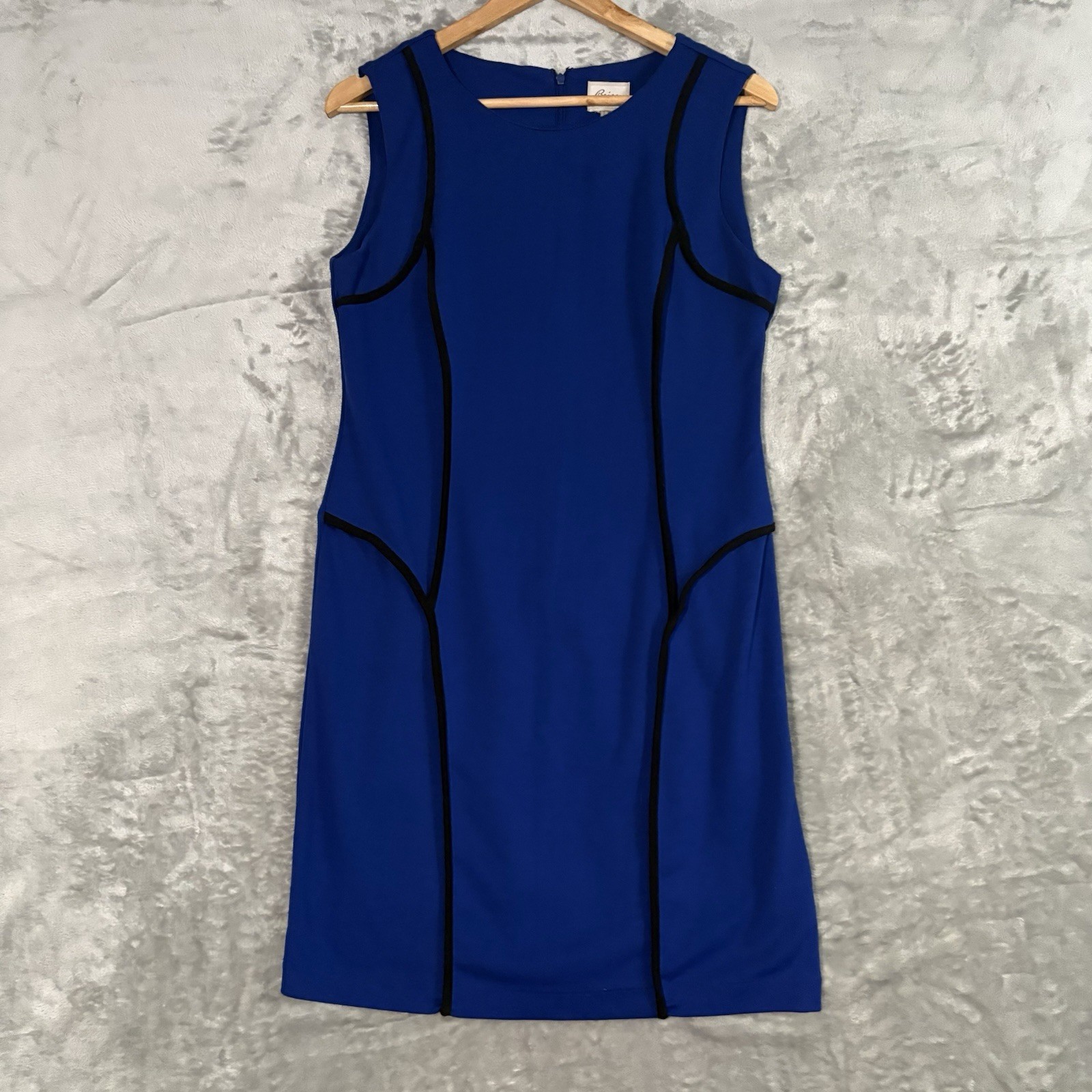 Beige by eci Royal Blue Sheath Dress Size 10 Black Piping Contoured Career Chic