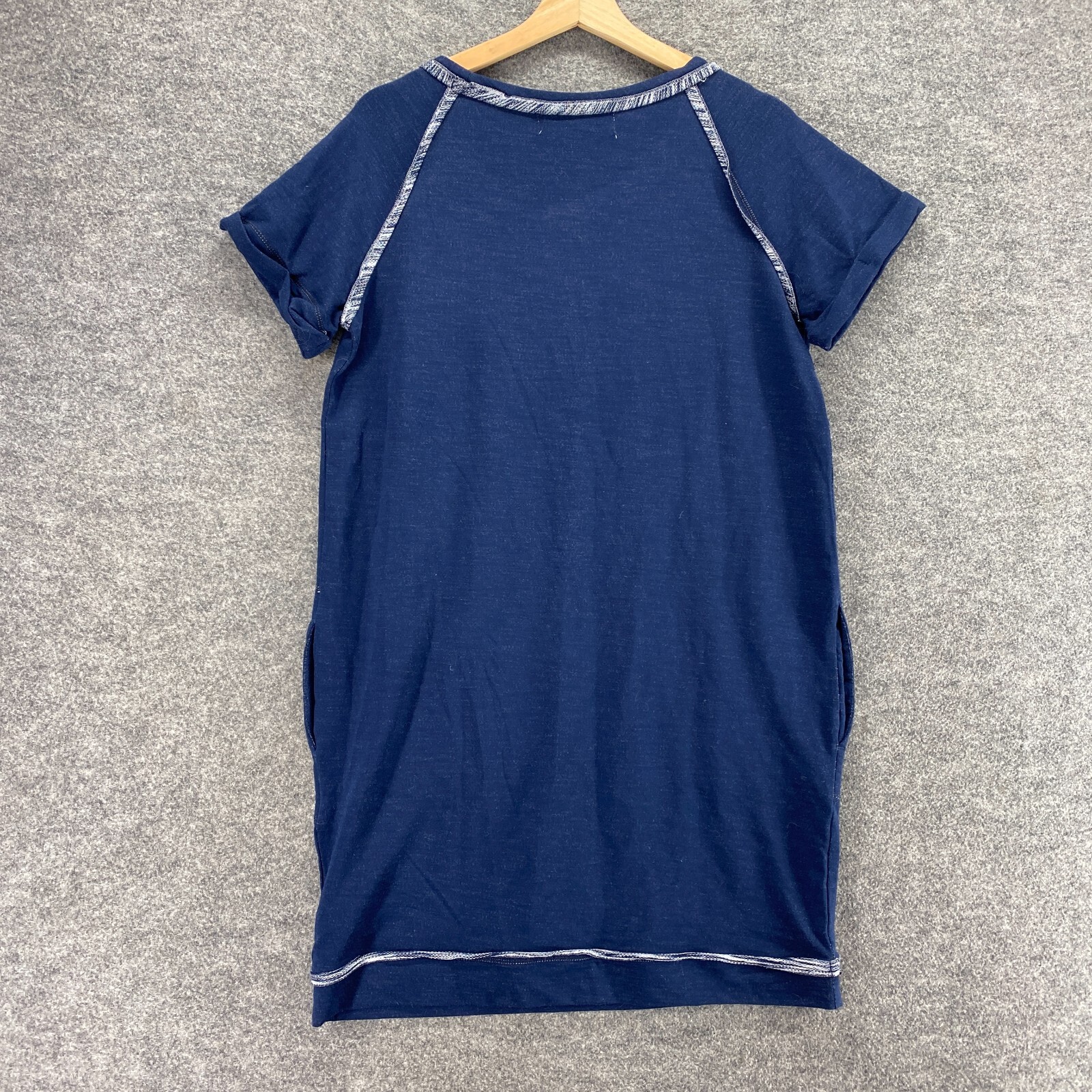 New Workshop Dress Women M Blue Shift Short Pockets Rayon Short Sleeve