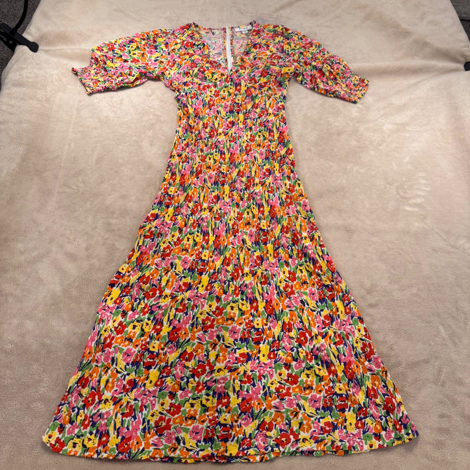 RIXO X Target Floral Maxi Dress Puff Coastal Resort Summer Party Wedding Sz 8