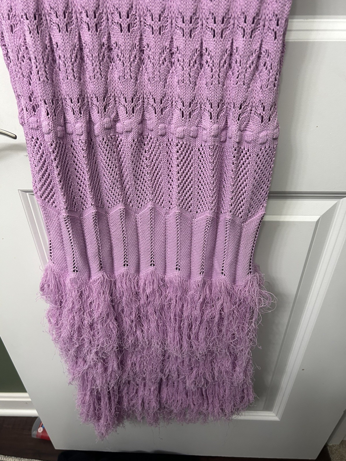 Torn By Ronny Kobo Ryan Dress In Lilac Purple L Crochet Knit Cutout 88$