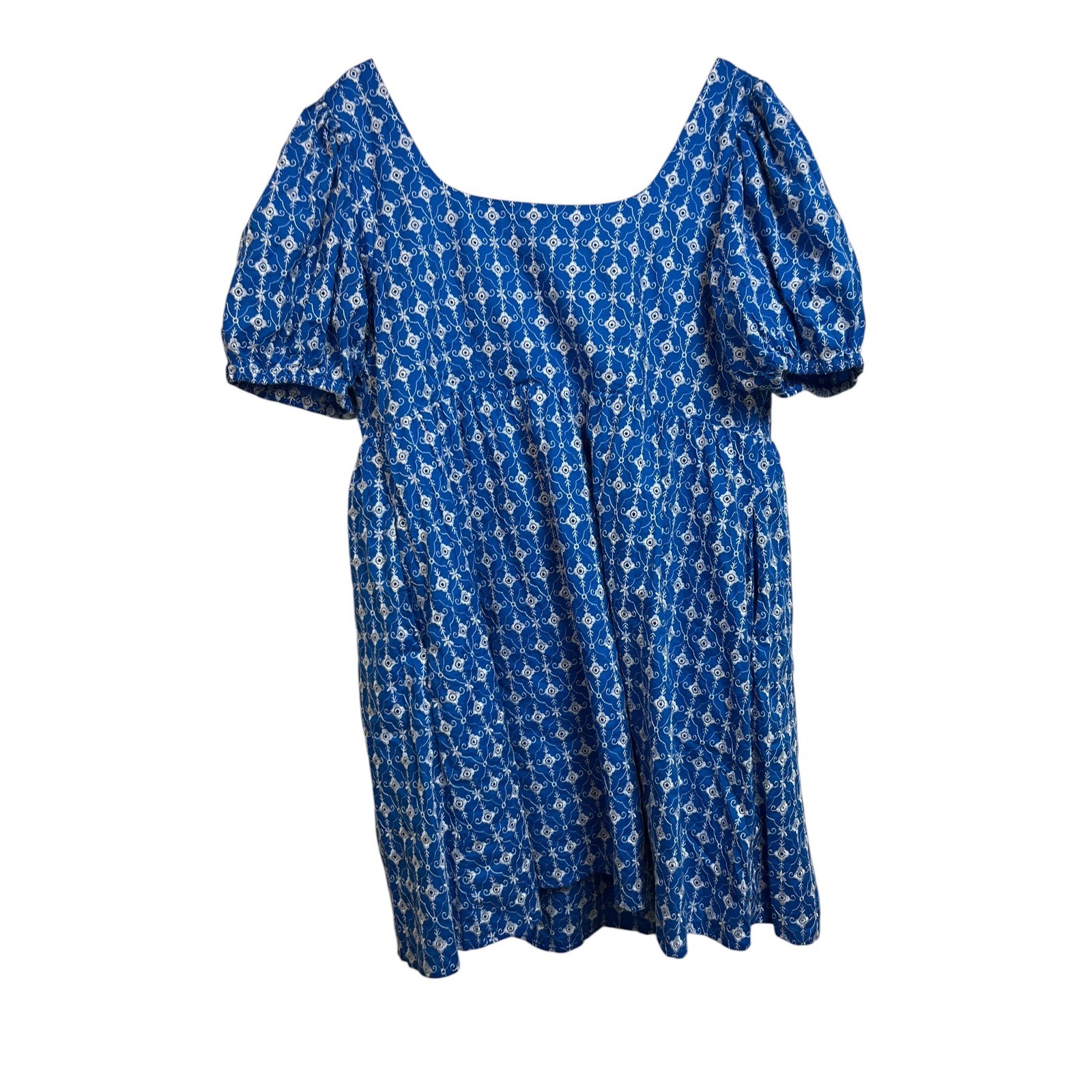 Rhode x Target Blue Embroidered Puff Sleeve Mini Dress XXL Women Square Neck