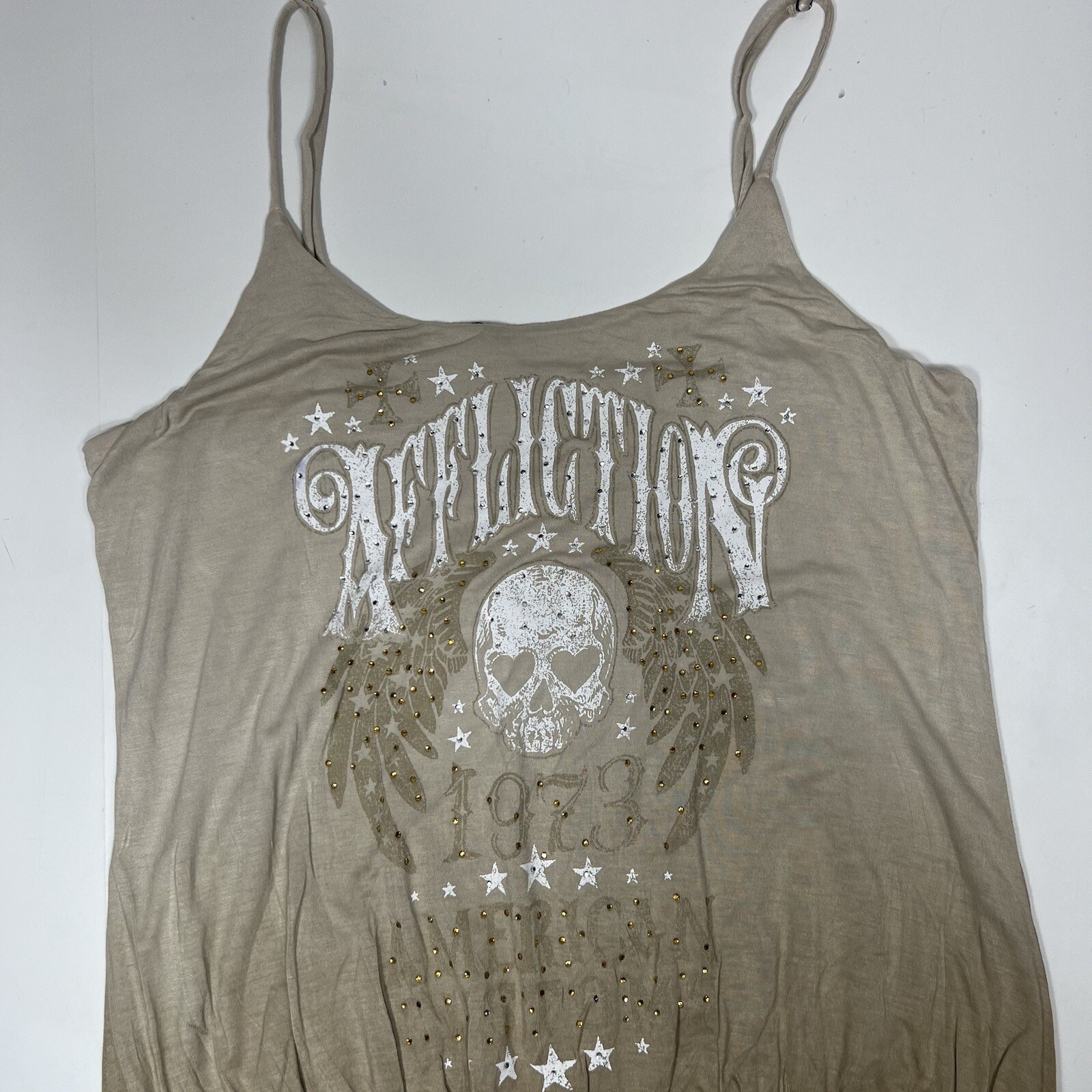 NWT AFFLICTION AMERICAN CUSTOMS Black premium Adjustable Straps Dress Studded L