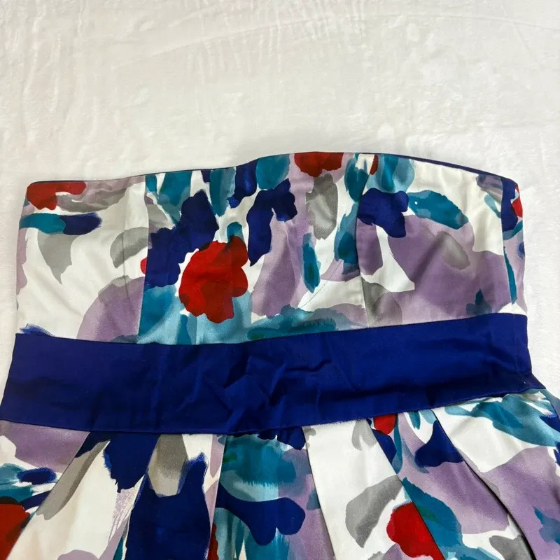 New Look Strapless Floral Mini Dress UK 12 Bandeau Party Summer