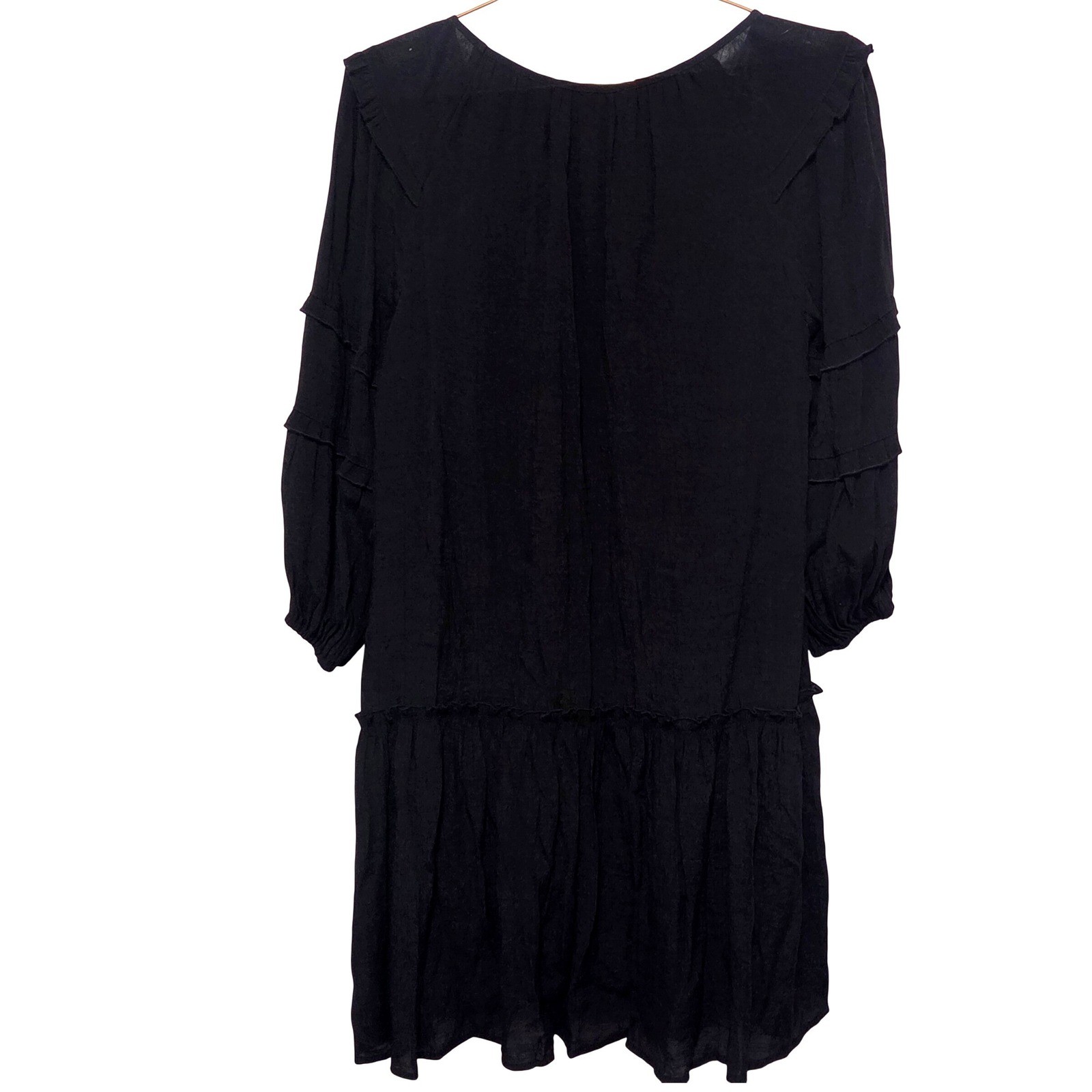 HARPER 241 Black Pleated Ruffle Tiered Dress Women’s Size M