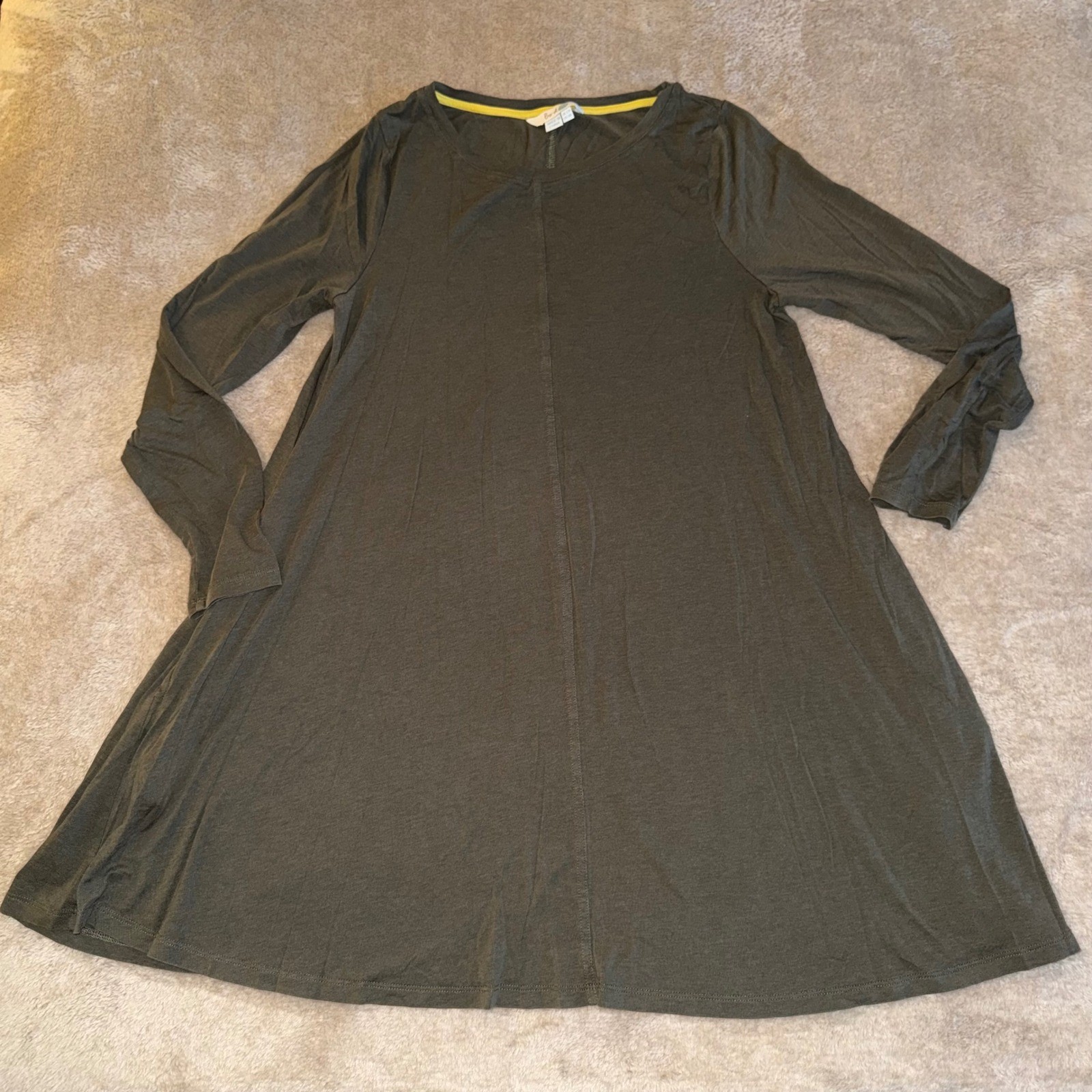 Boden Olive Green Tencel Cotton Long Sleeve Swing Dress US 8R