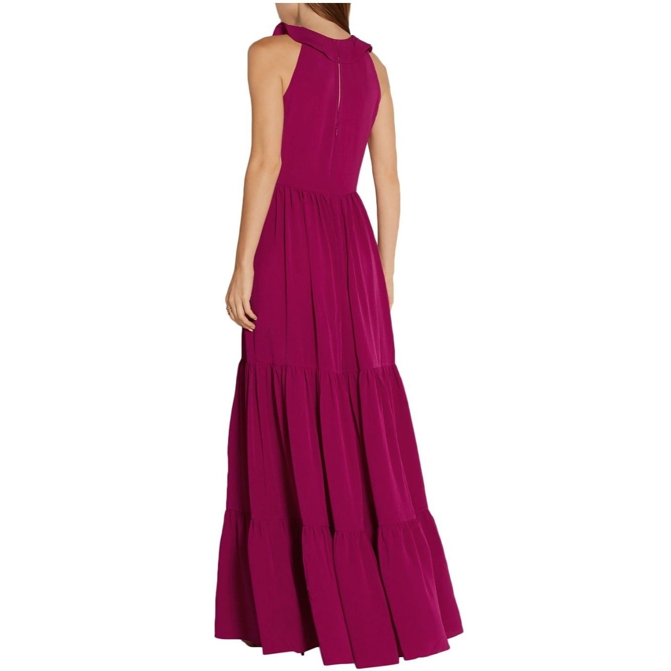 SALONI Suzi Berry Crinkle Crepe Lace Maxi Dress Size 6 NWT