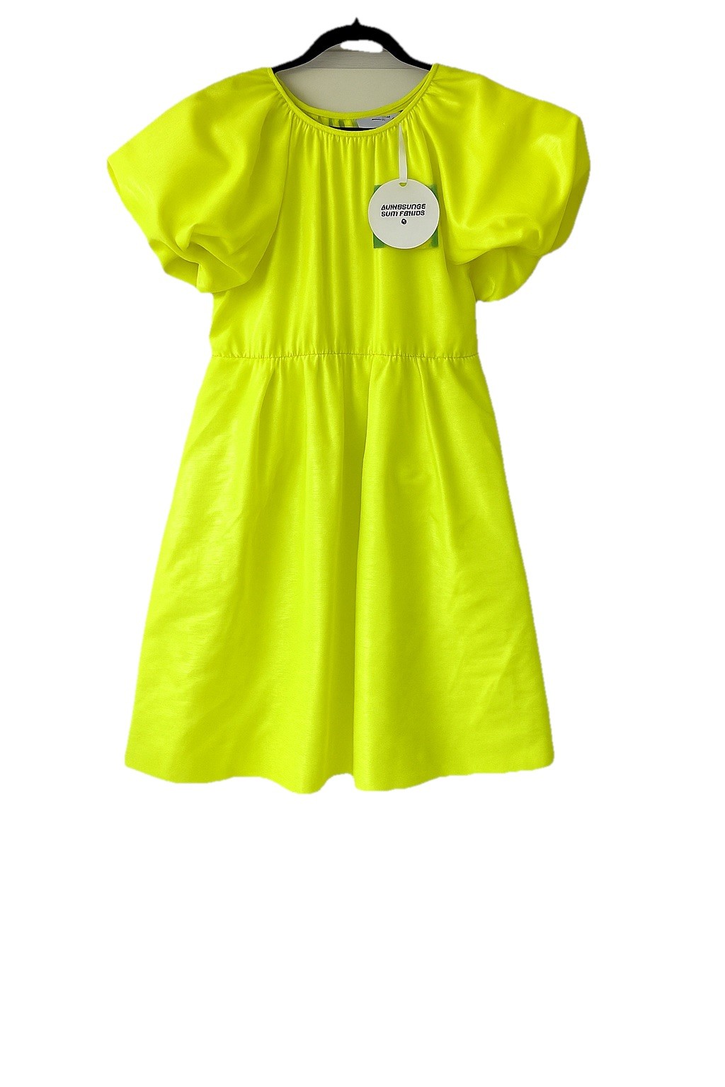 Christopher John Rogers x Target Yellow Puff Sleeve Midi Dress Size L Neon Chart