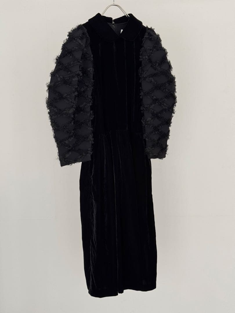 Comme Des Garcon Girl 2022Aw Black Velor Dress Sleeve Switching Japan Size S