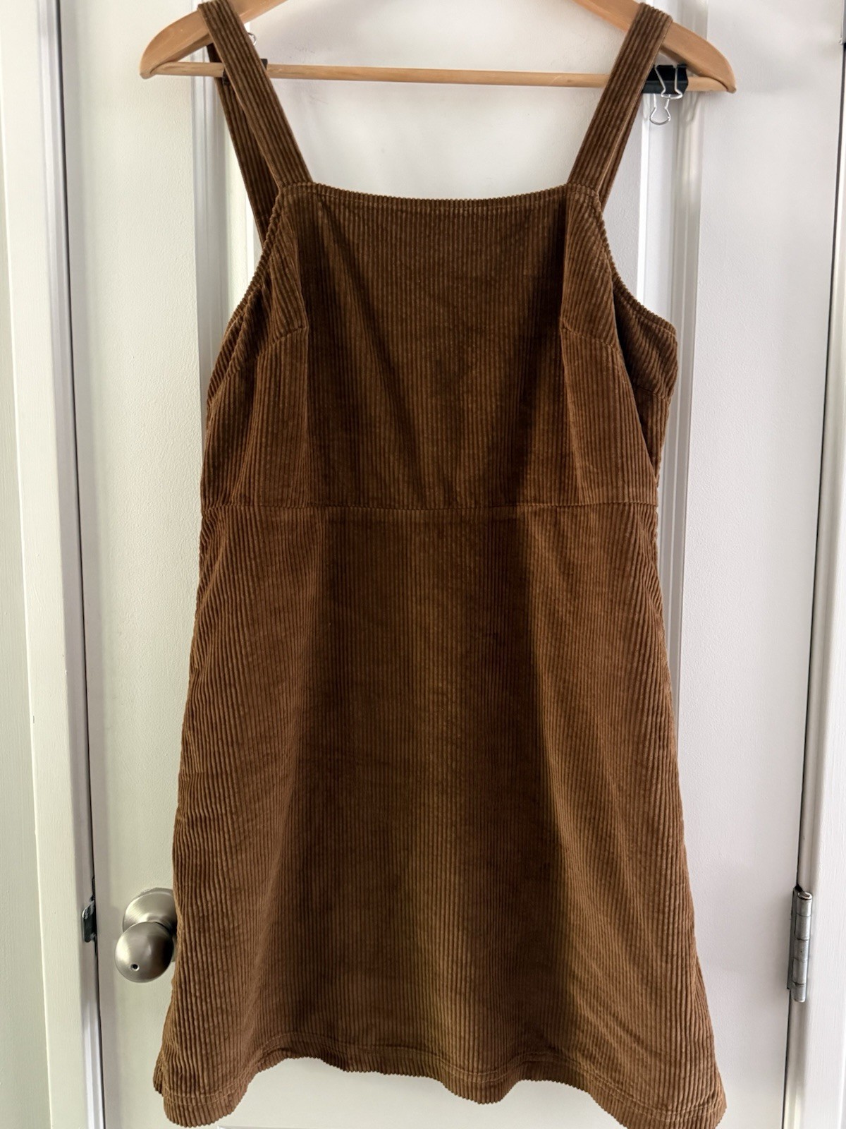 American Eagle Brown Corduroy Mini Overall Women’s Jumper Dress Medium Y2K Vibe