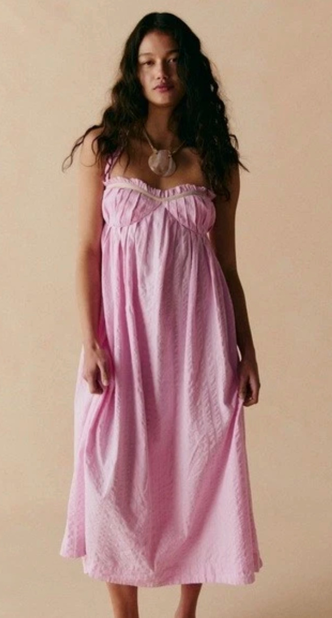 NEW FREE PEOPLE FREE-EST PINK POPPY MIDI DRESS SZ M