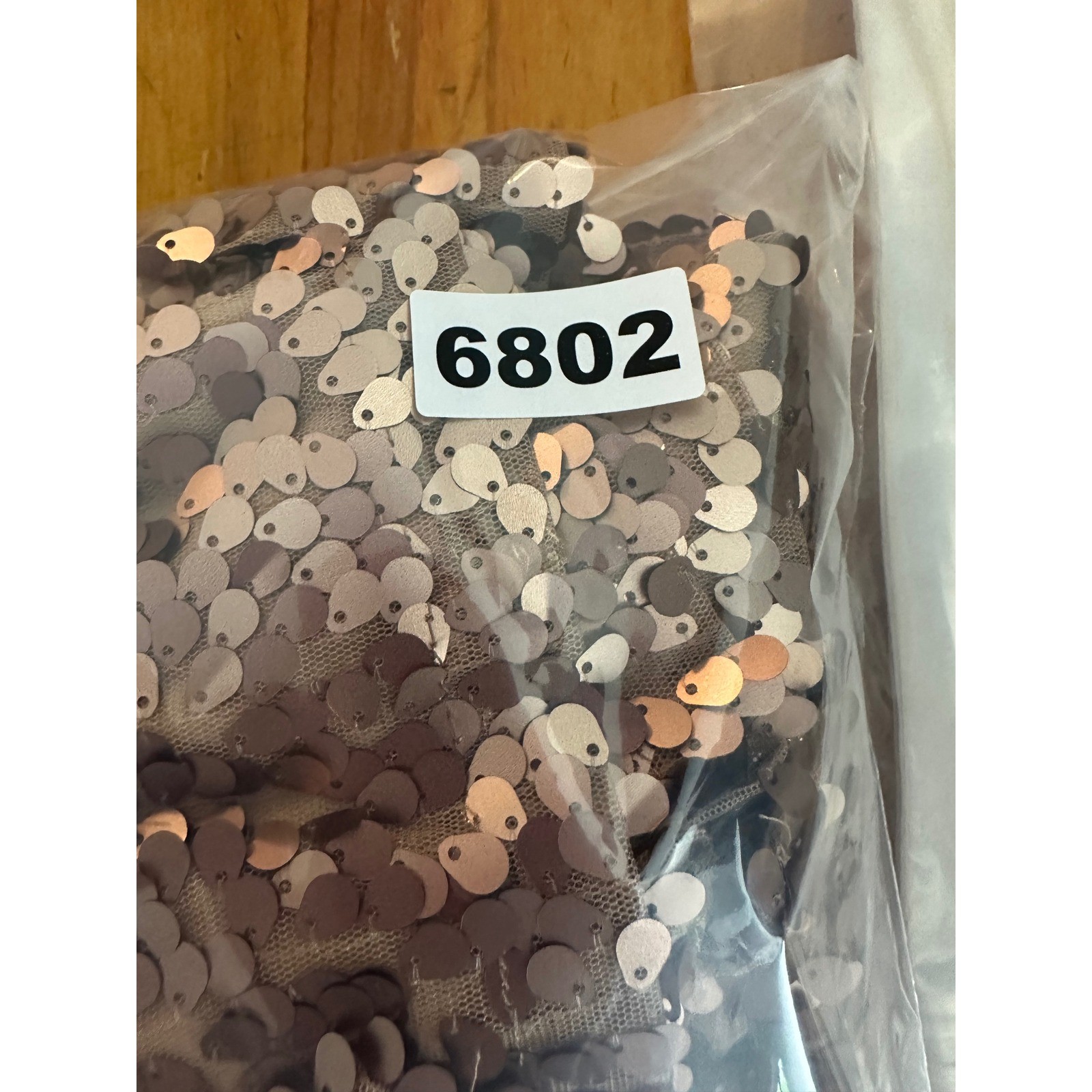 Joei & I Dress Womens Medium Tan Sequined Skirt Chiffon Pleated Cocktail Mini