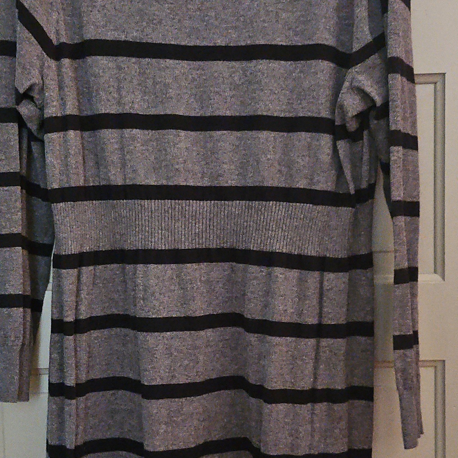 Old Navy Gray Black Striped Cowl Neck Long Sleeve Knit Sweater Dress 2X