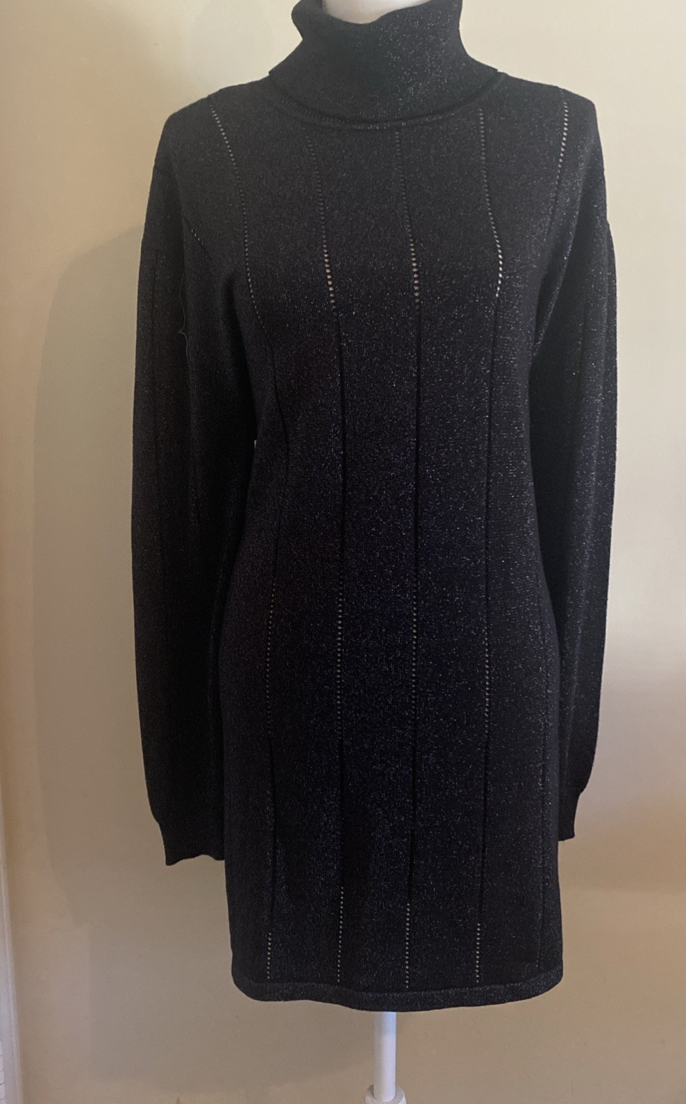 Anne Fontaine Black Metallic Sweater Dress 38inches