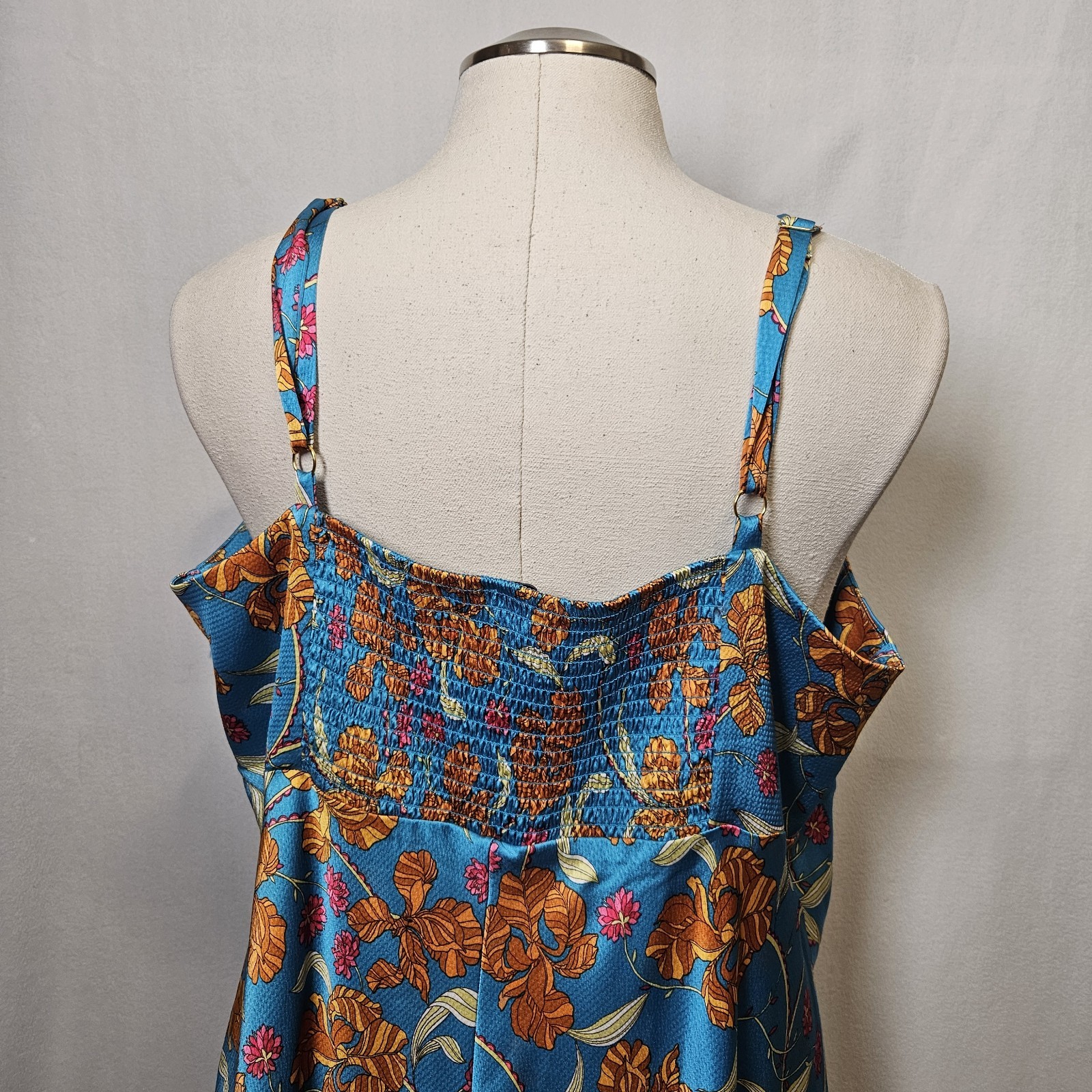 Sofia Jeans Plus Slip Midi Dress by Sofia Vergara Sz XXXL Blue Floral Tropical