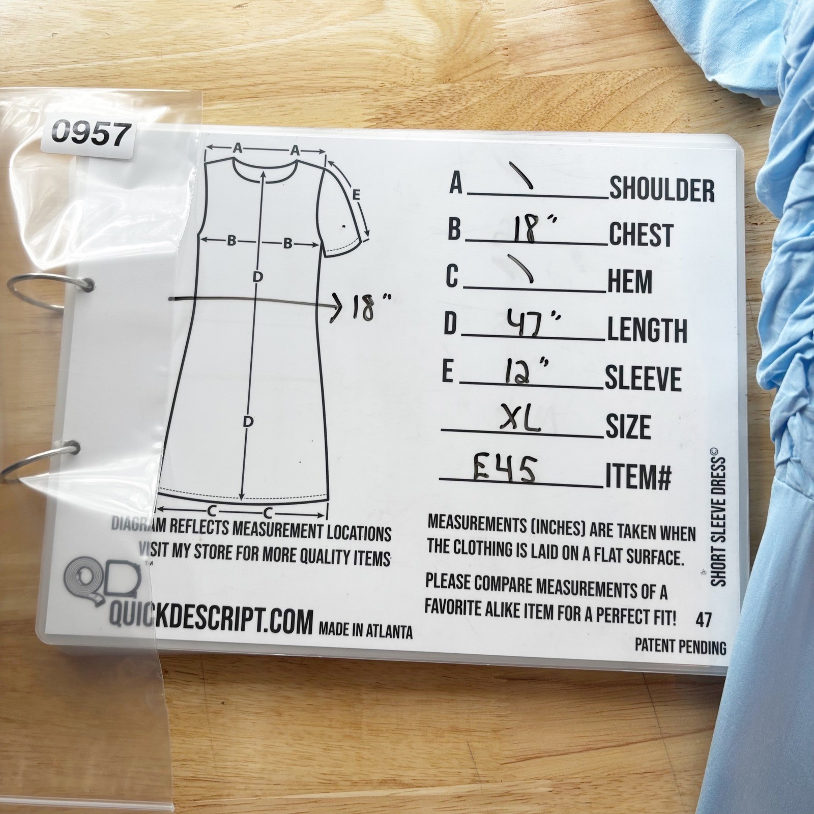 ELF Made By Hand Bali Blue Ruched Button Front Puff Sleeve Midi Dress Size XL