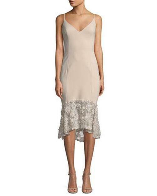 NEW Maria Bianca Nero BLUSH Milly LACE Hi-Lo HEM Flounce SHEATH Slip DRESS 0