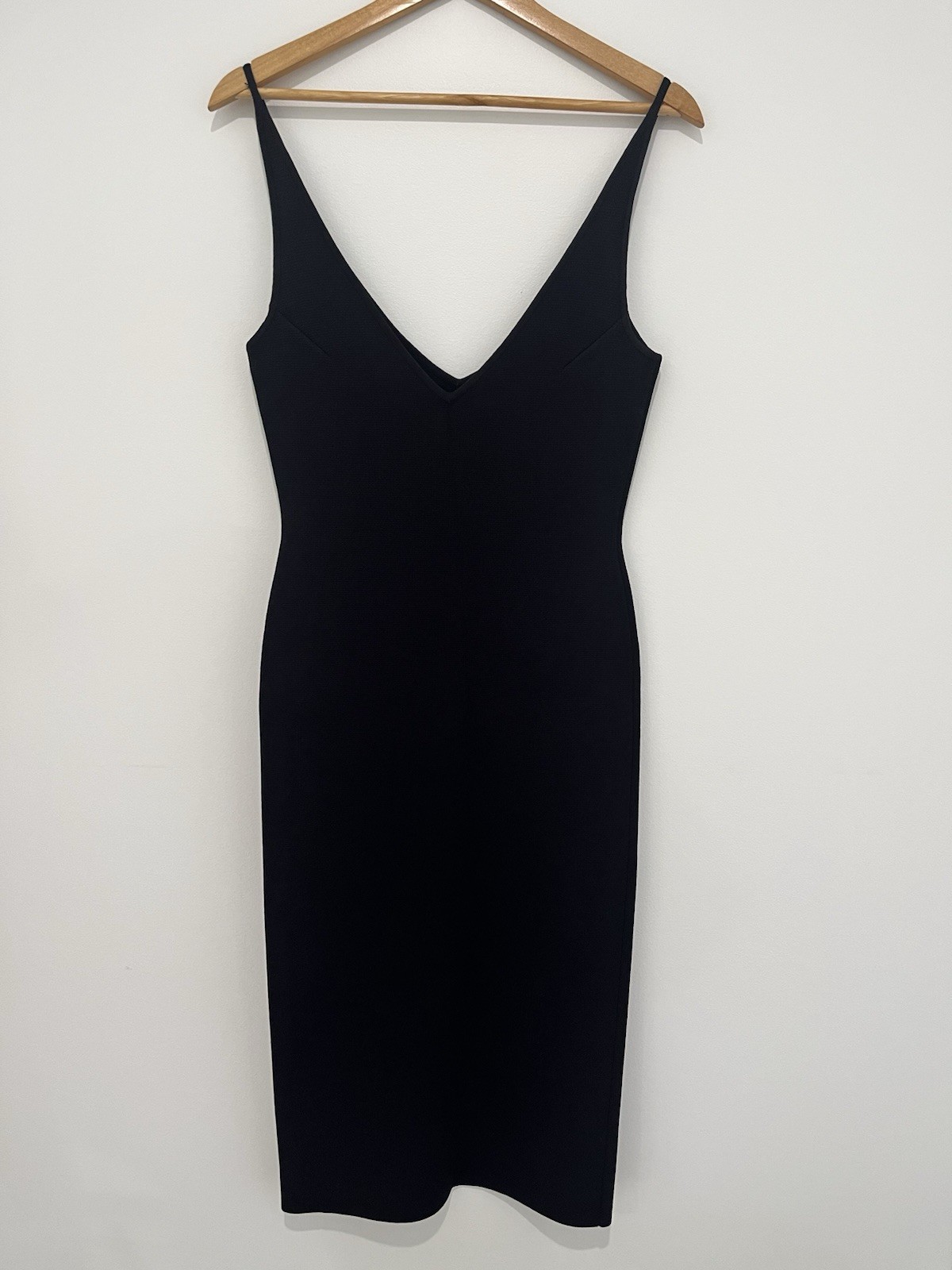 Scanlan Theodore Crepe Knit V-Neck Dress Black XS AU 8 US 4 Corporate Classic