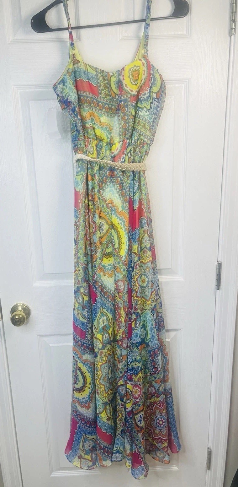 Nwt Womens Size 8 Robbie Bee Maxi Sun Dress With Belt
