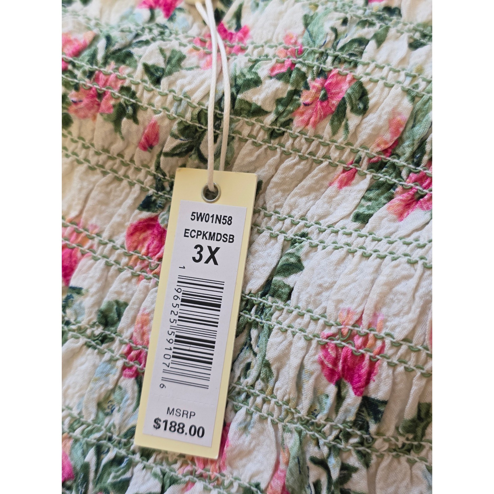 Max studio London Floral Smocked Maxi Dress Pink Green Ruffle Tiered 3X NWT