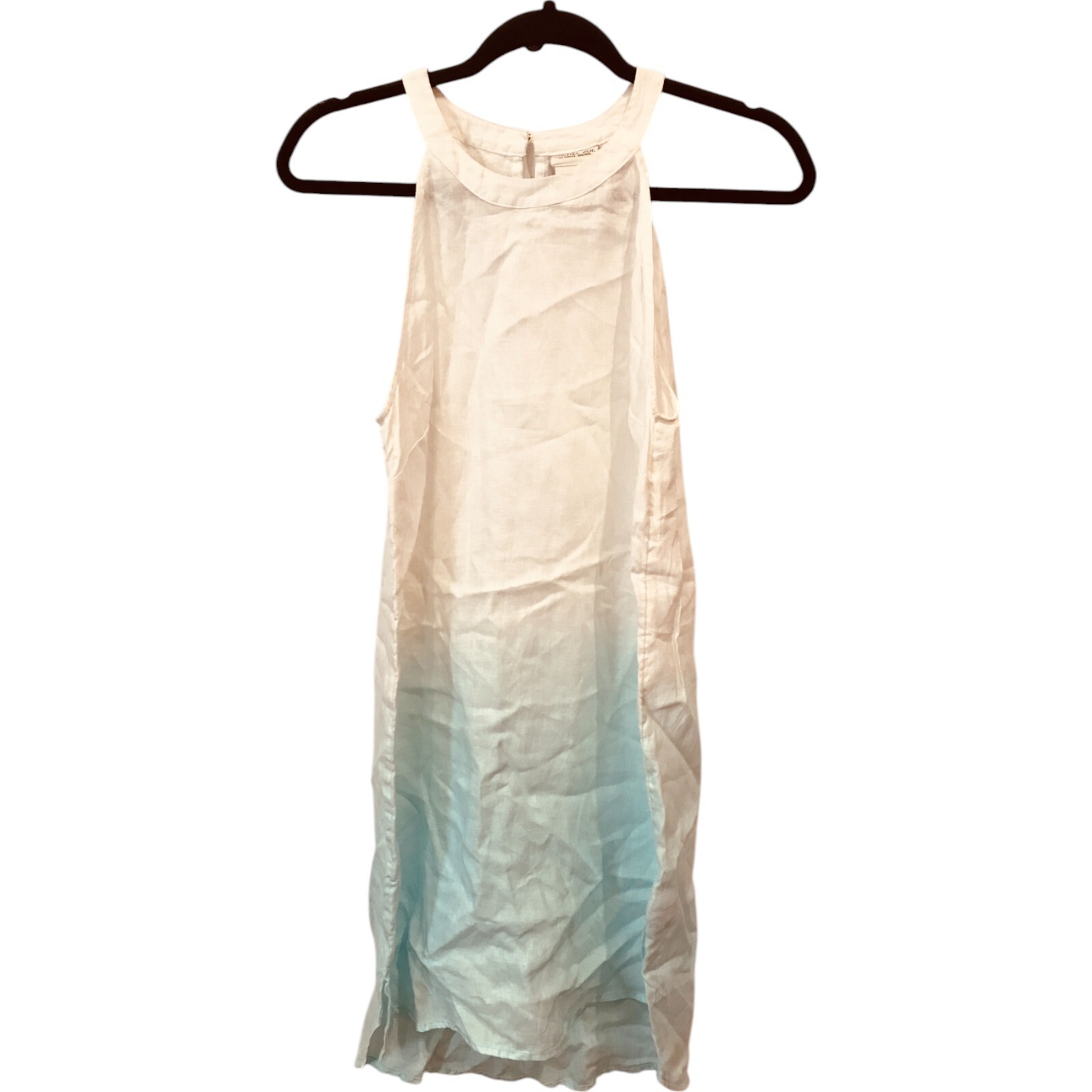 Rachel Zoe Dress Women Small Vintage Look Ombré Linen Midi Sleeveless Round Neck