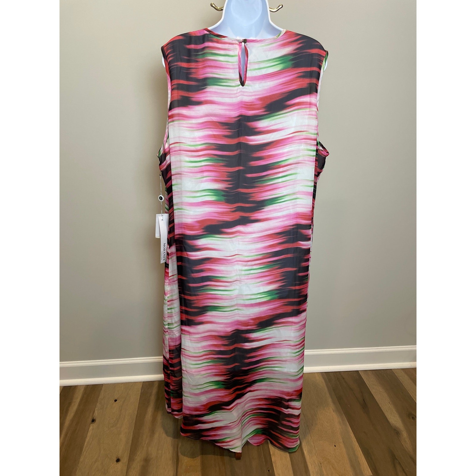 Moda Mix Brandon Thomas Size 20W Multi‑Color Chiffon Maxi Dress NWT High‑Low Hem