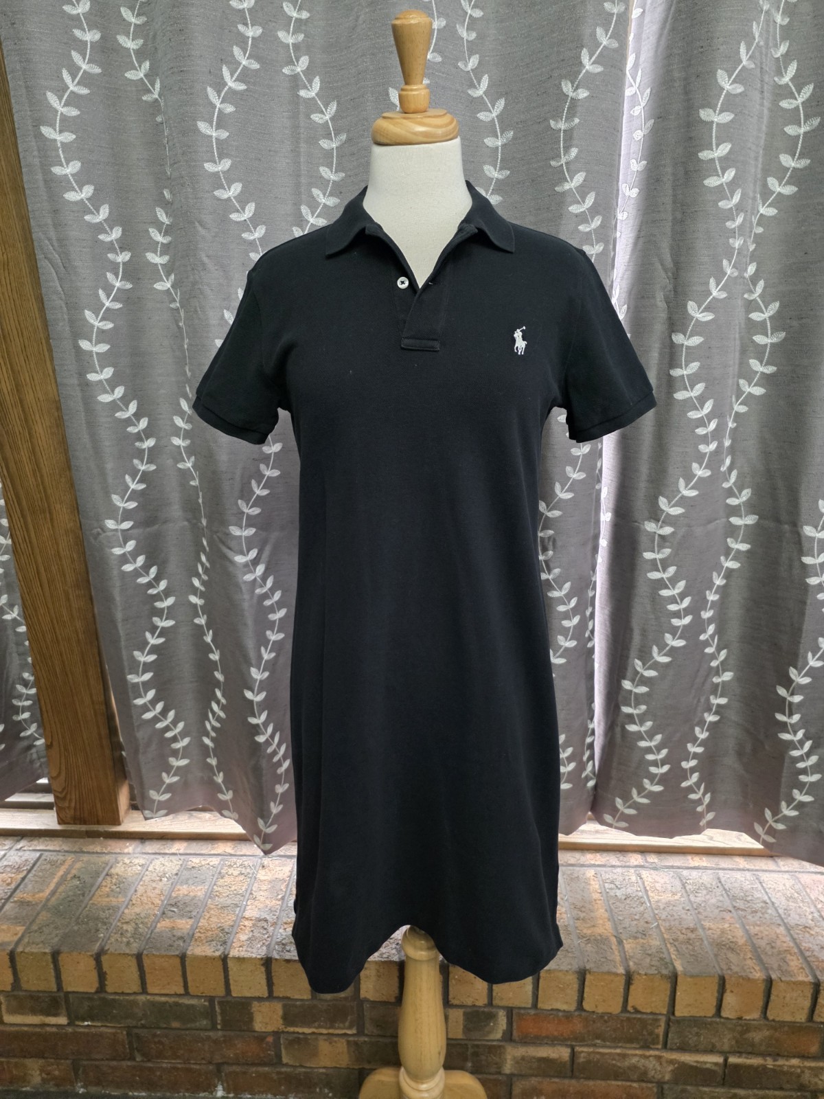 Vtg Ralph Lauren Sport Cotton Mesh Polo Dress Black Women’s Medium Preppy Golf
