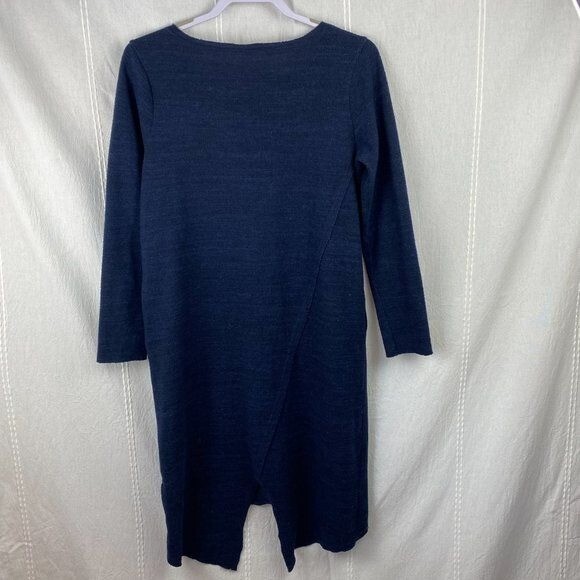 Moth Anthropologie Soft Knit Navy Blue Long Sleeve Midi Wrap Sweater Dress Sz S
