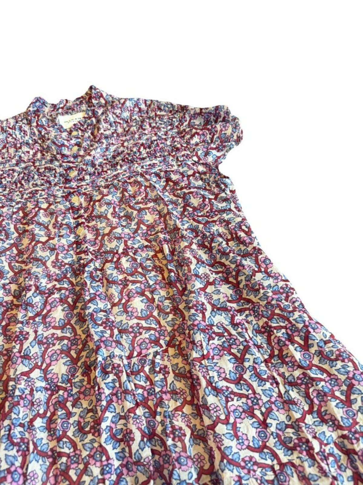 Isabel Marant Étoile Lanikaye Knee Length Dress Short Sleeve Floral Size 38 Med