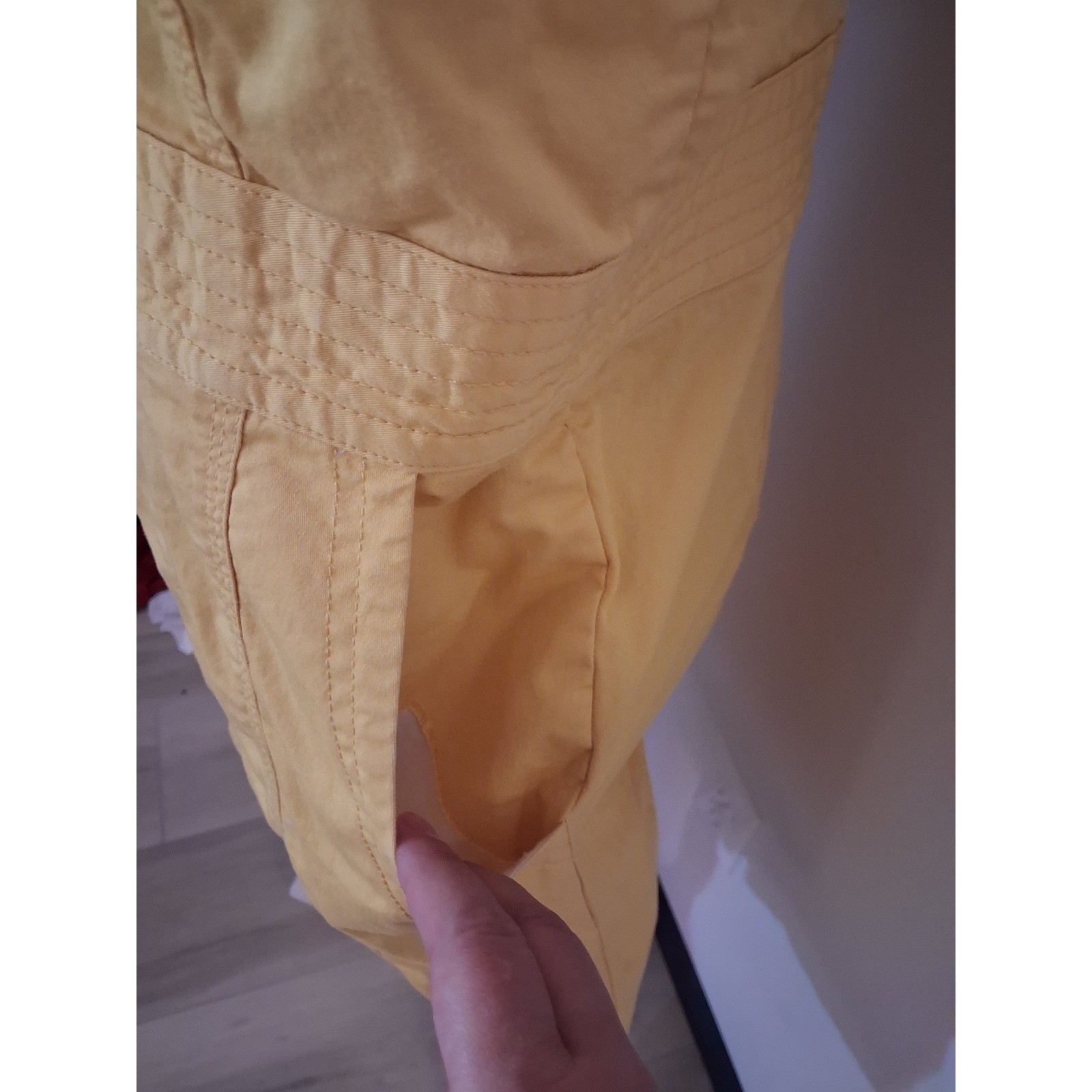 Peck & Peck Weekend Bright Yellow Sleeveless Zip Denim Utility Dress Womens 10