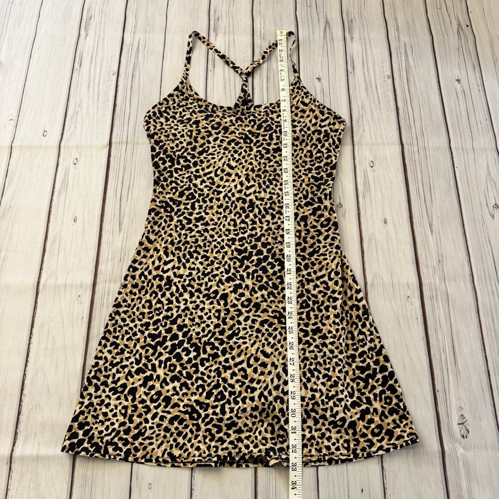 Outdoor Voices Leopard Print Built-In-Shorts Athletic Dress Size Small Active