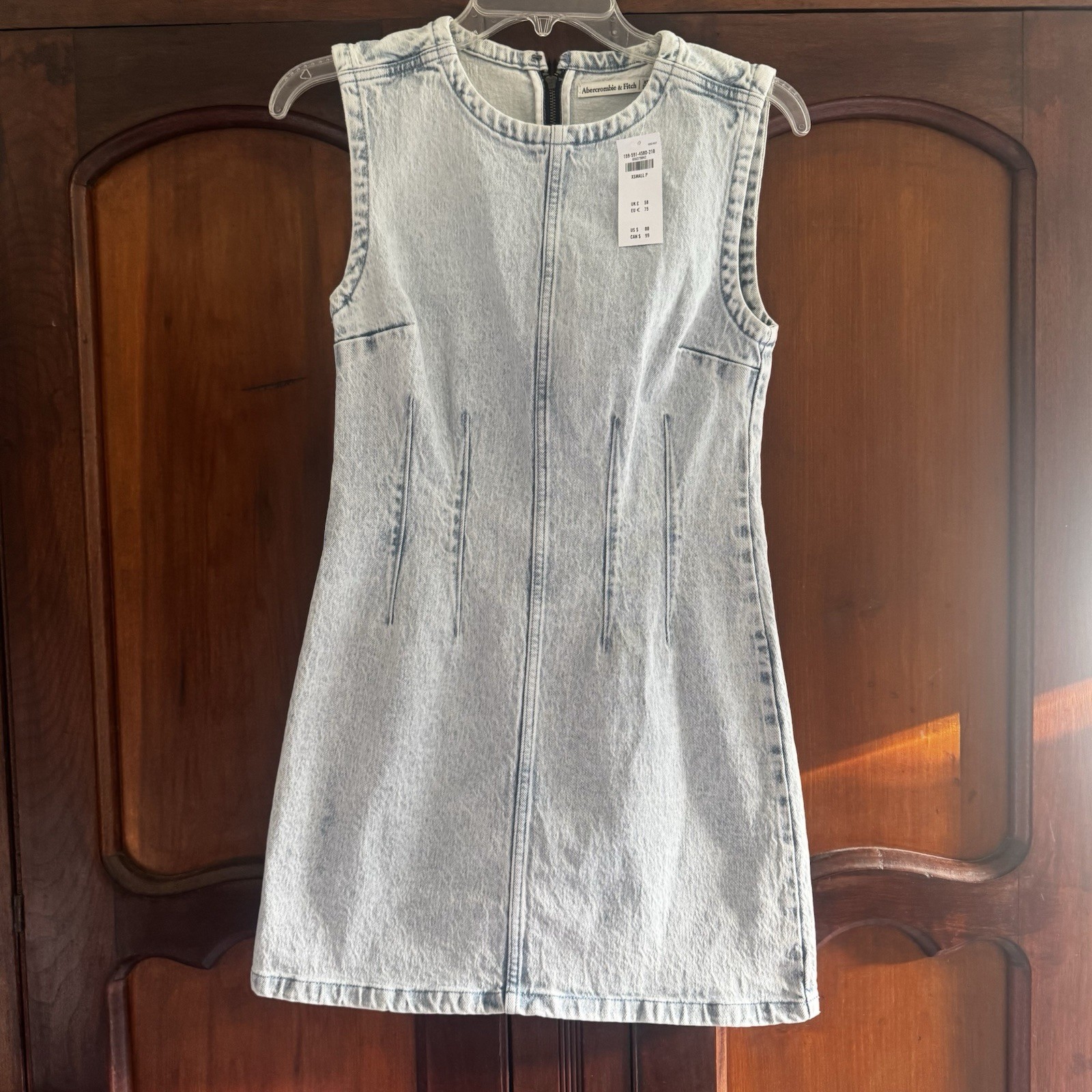 Abercrombie & Fitch Dress Womens XS P Blue Denim Colomn Bodycon Mini High Neck
