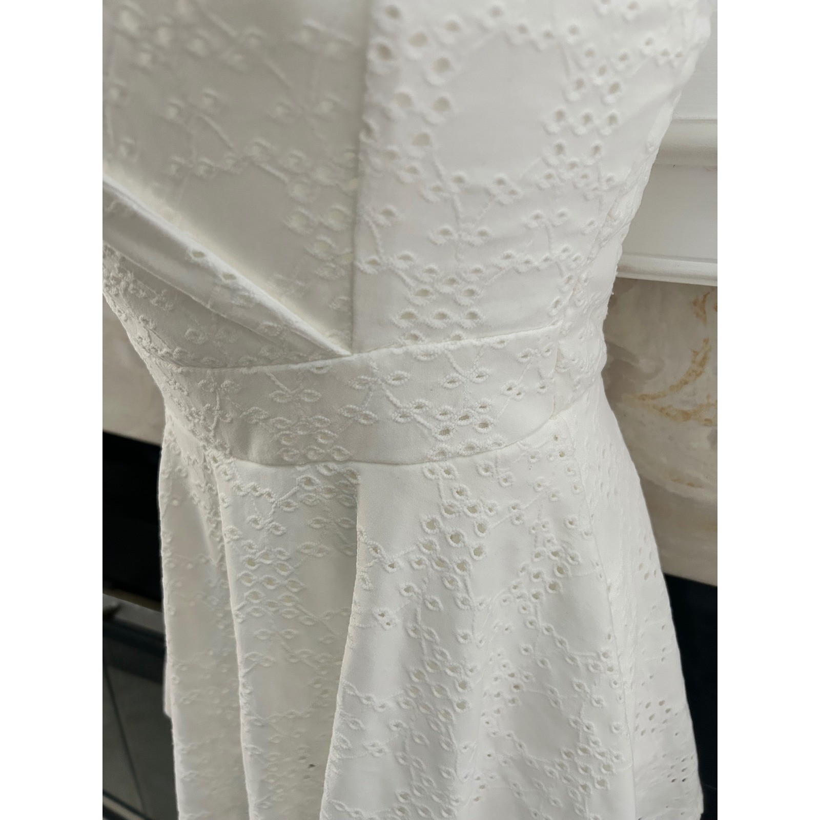 J for Justify White Eyelet Wrap Mini Dress Flirty Summer Beach Vacation S