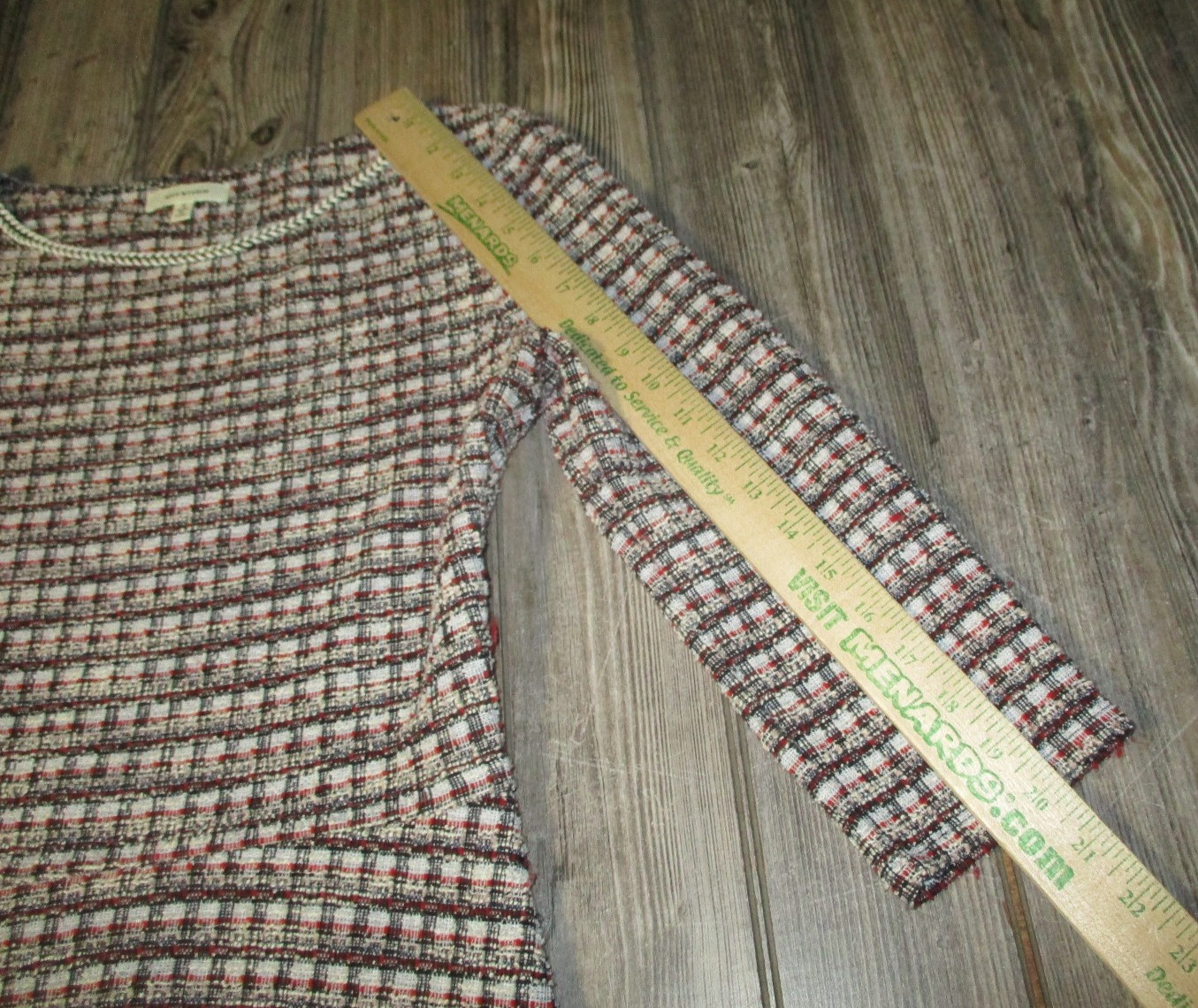 Max Studio Womens Sz Small Red Black Beige Blue White Tweed Dress Twee Academia