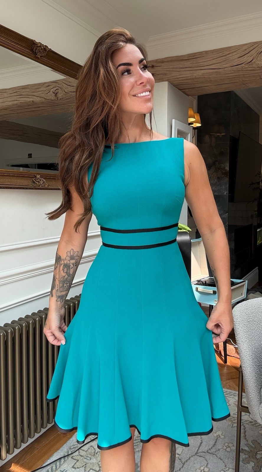 Coast Lindsey Teal Fit & Flare Occasion Dress BNWT Boat Neck UK 8 Wedding Races
