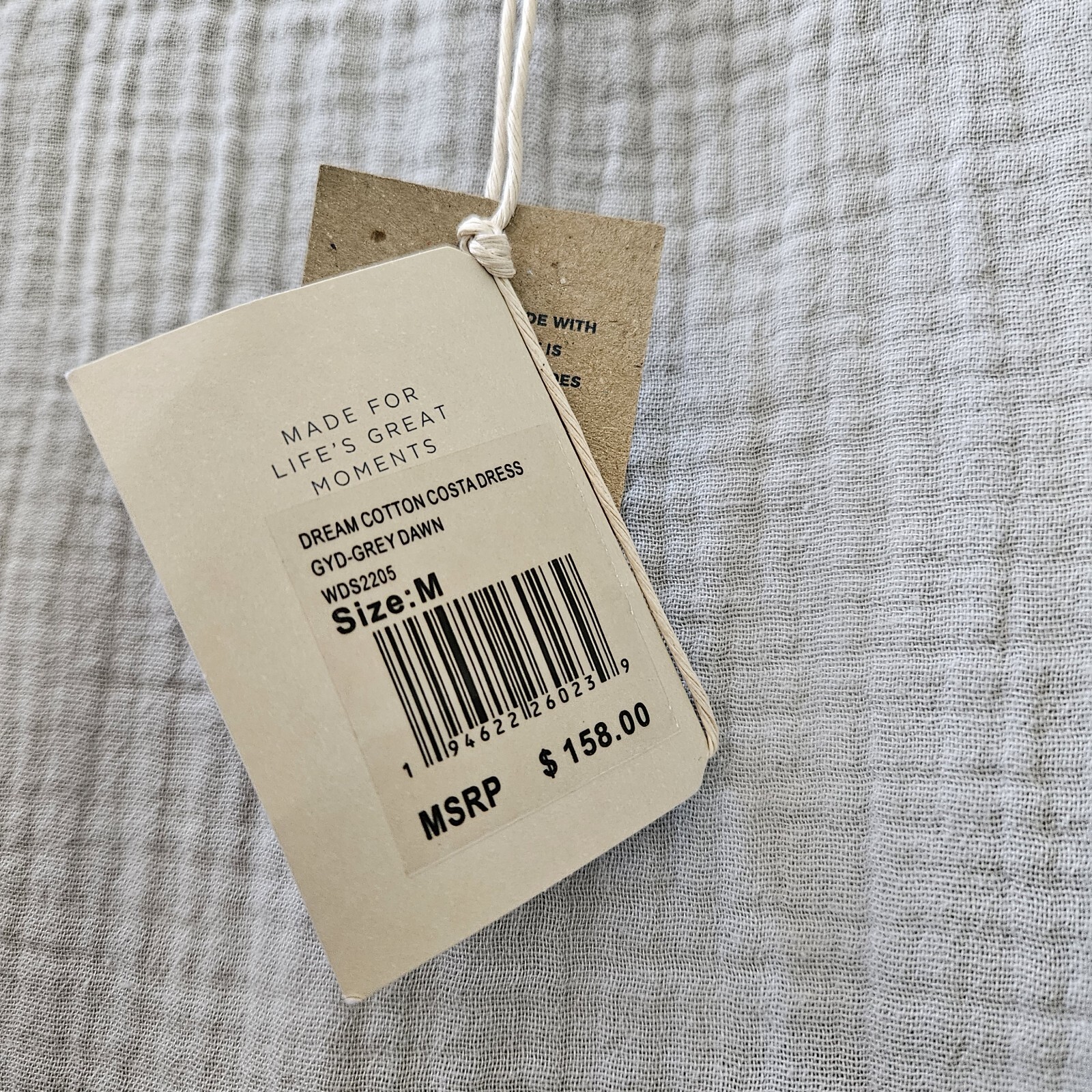 NWT FAHERTY Dress Sz M Dream Cotton Costa Grey Dawn Gauzy Midi Sleeveless Costal