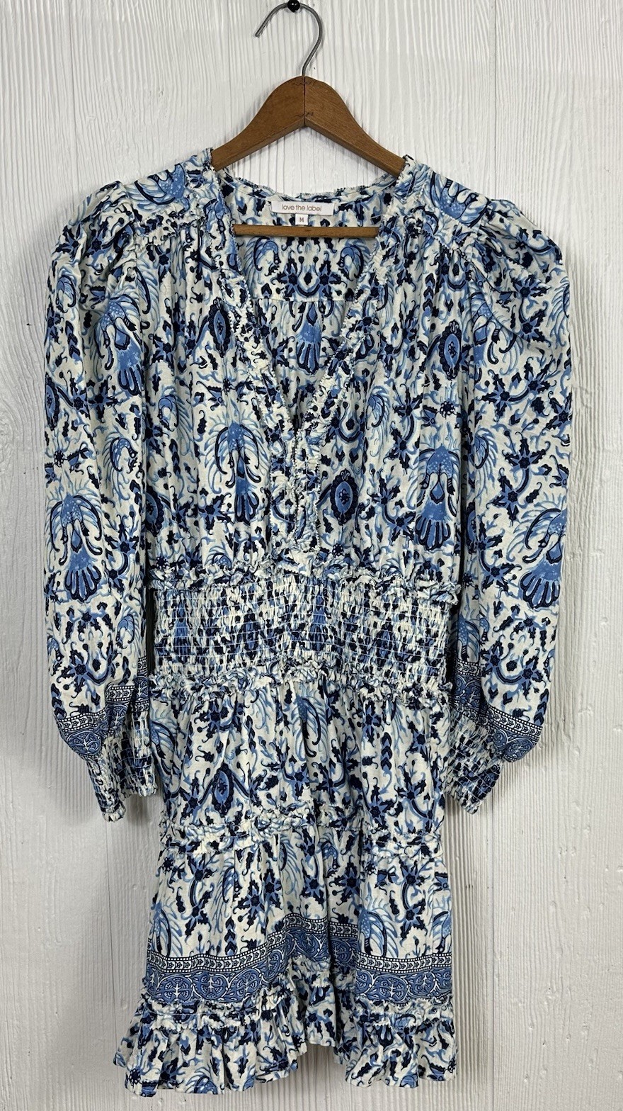 Love The Label Eleanor Mabeline Floral Long Sleeve Tiered Mini Dress Medium V