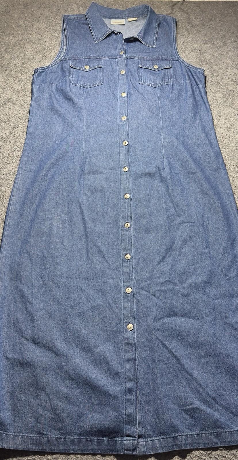 Expression Plus Blue Denim Tall Sleevless Dress Button Up Womens Sz XL