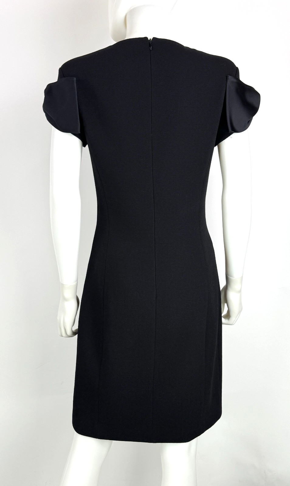 $1.8K Michael Kors Collection Black Wool Silk Cocktail Dress 6 US 42 IT M Runway