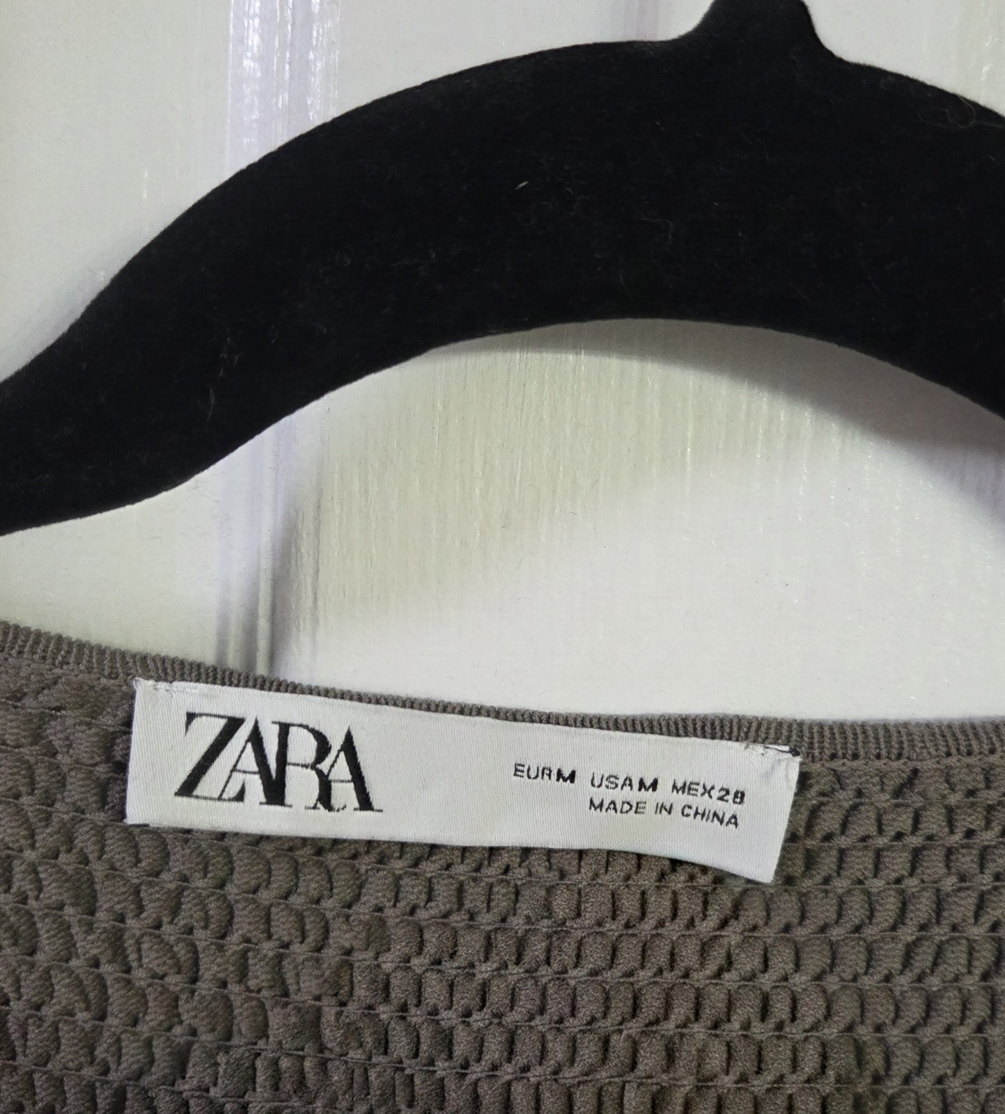 ​ZARA Smocked Knit Mini Dress Balloon Sleeve Taupe Brown Medium M Cottagecore