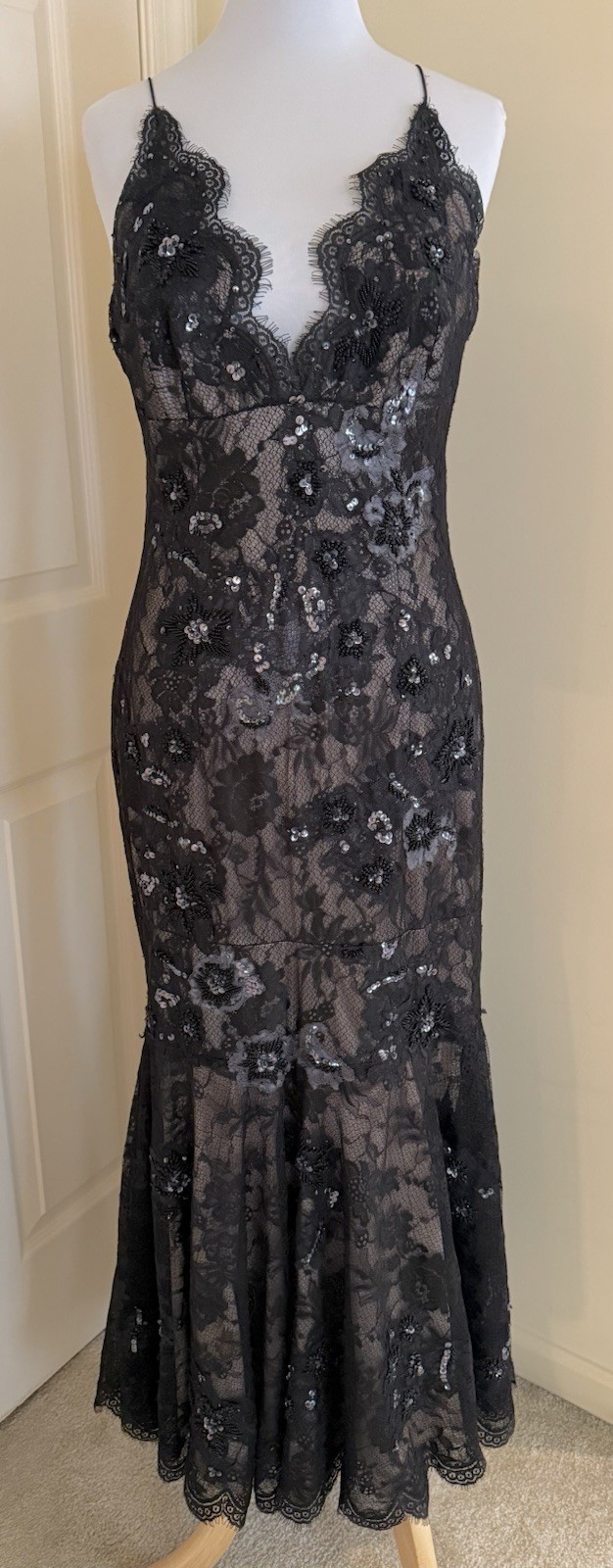 MANDALAY DRESSY DRESS W/SEQUENCE AND LACE BLACK SIZE 14US