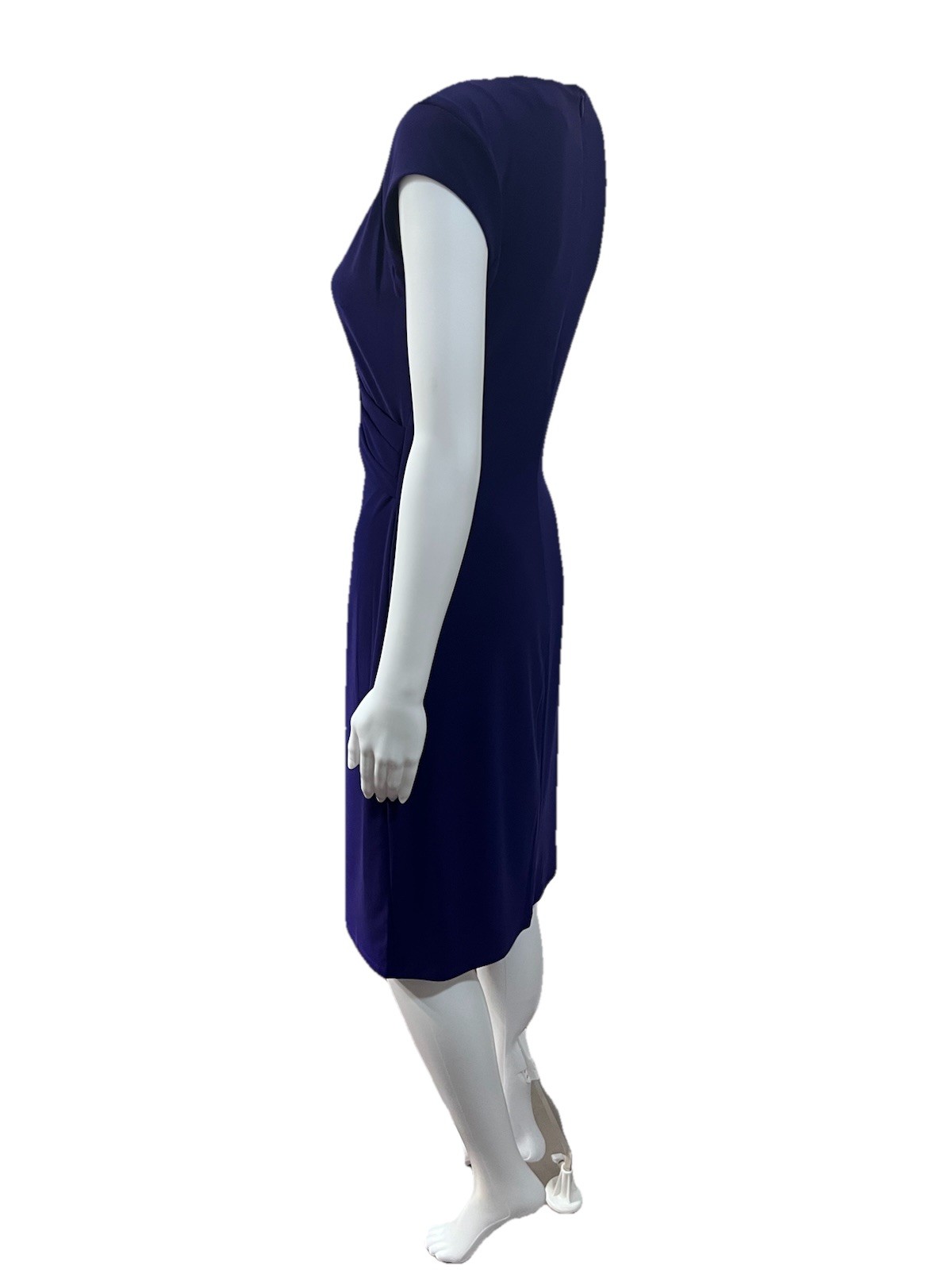 Lauren Ralph Lauren Size 4 Purple Ruched Stretch Dress Faux Wrap Career Church