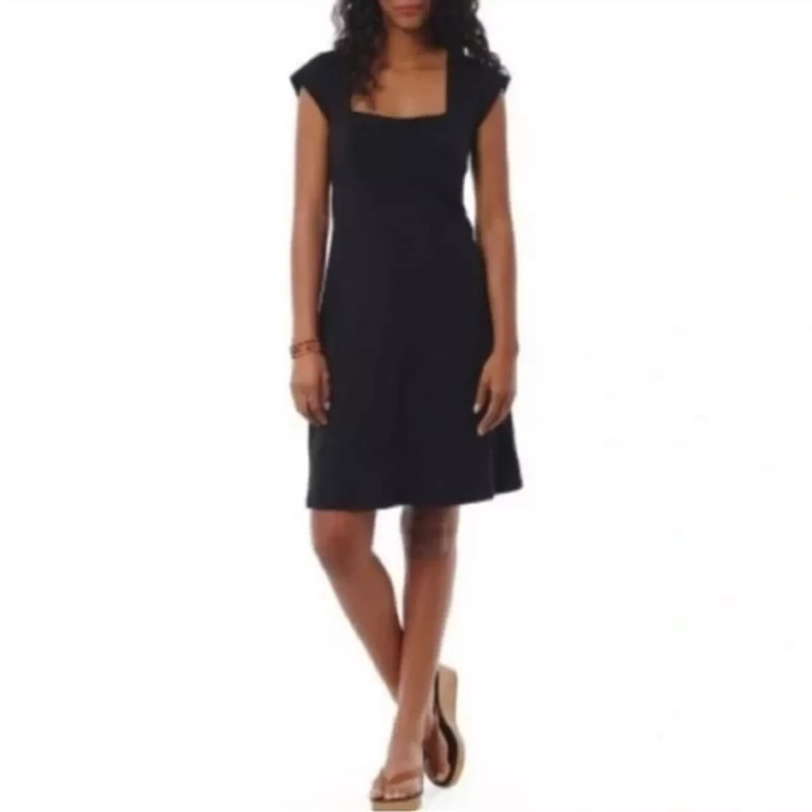 Horny Toad Womens XS Neko Dress Women Black Knit Pullover Square Neck