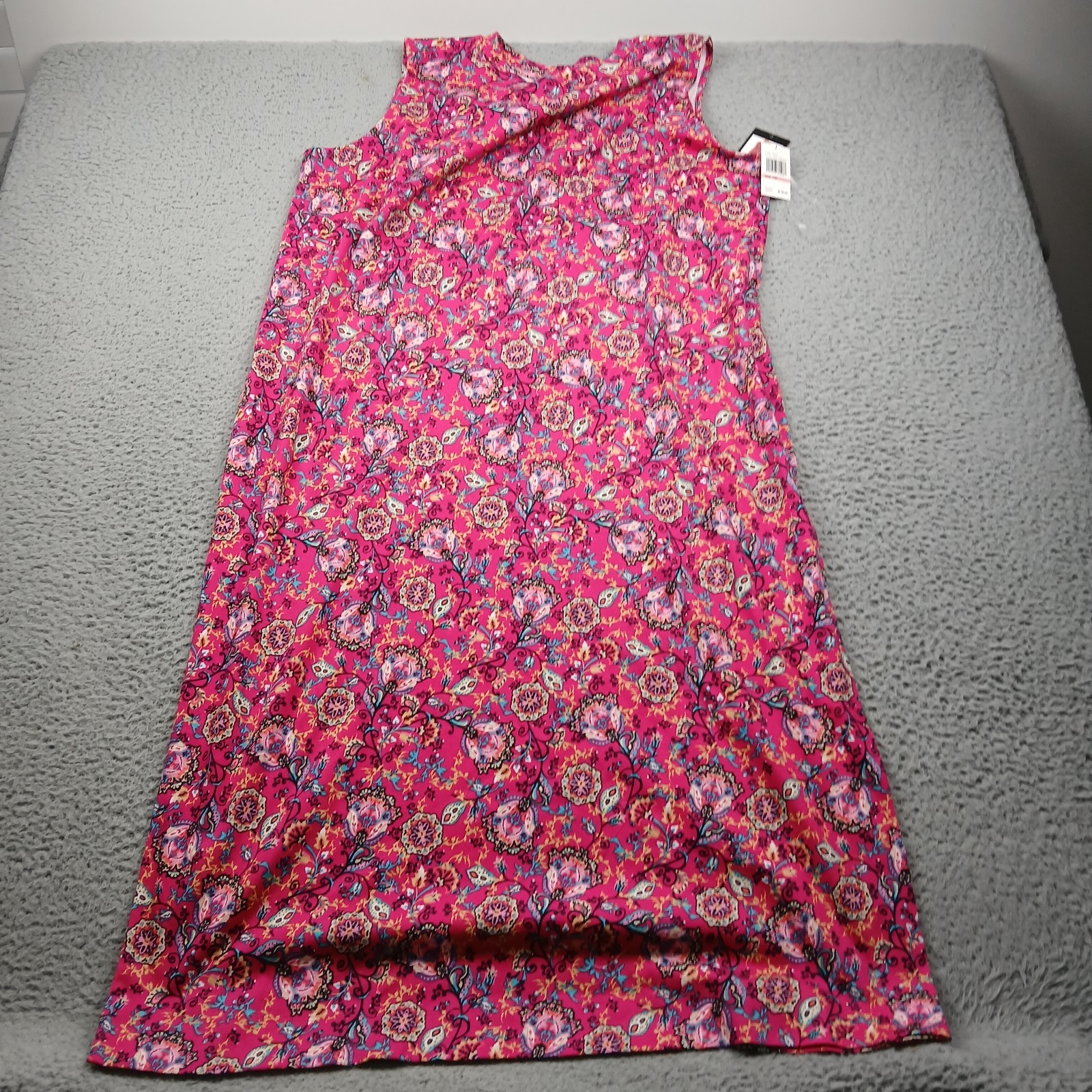 Jones New York Dress Womens 2XL Pink Sleeveless All Over Print New