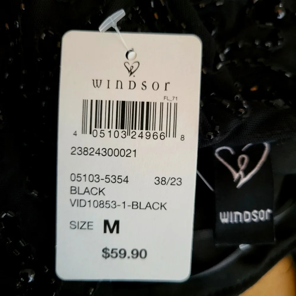 NWT Windsor Size M Black Beaded Backless Bodycon Mini Dress