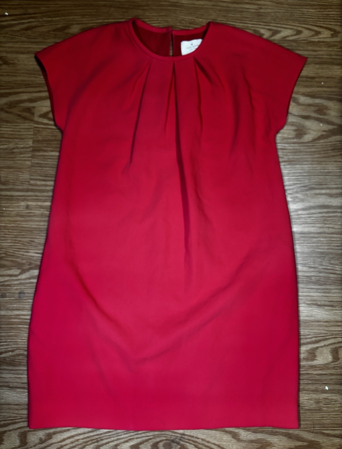 kate spade new york hot pink Shift Dress Pleated Crew Neck Cap Sleeve Knee 4