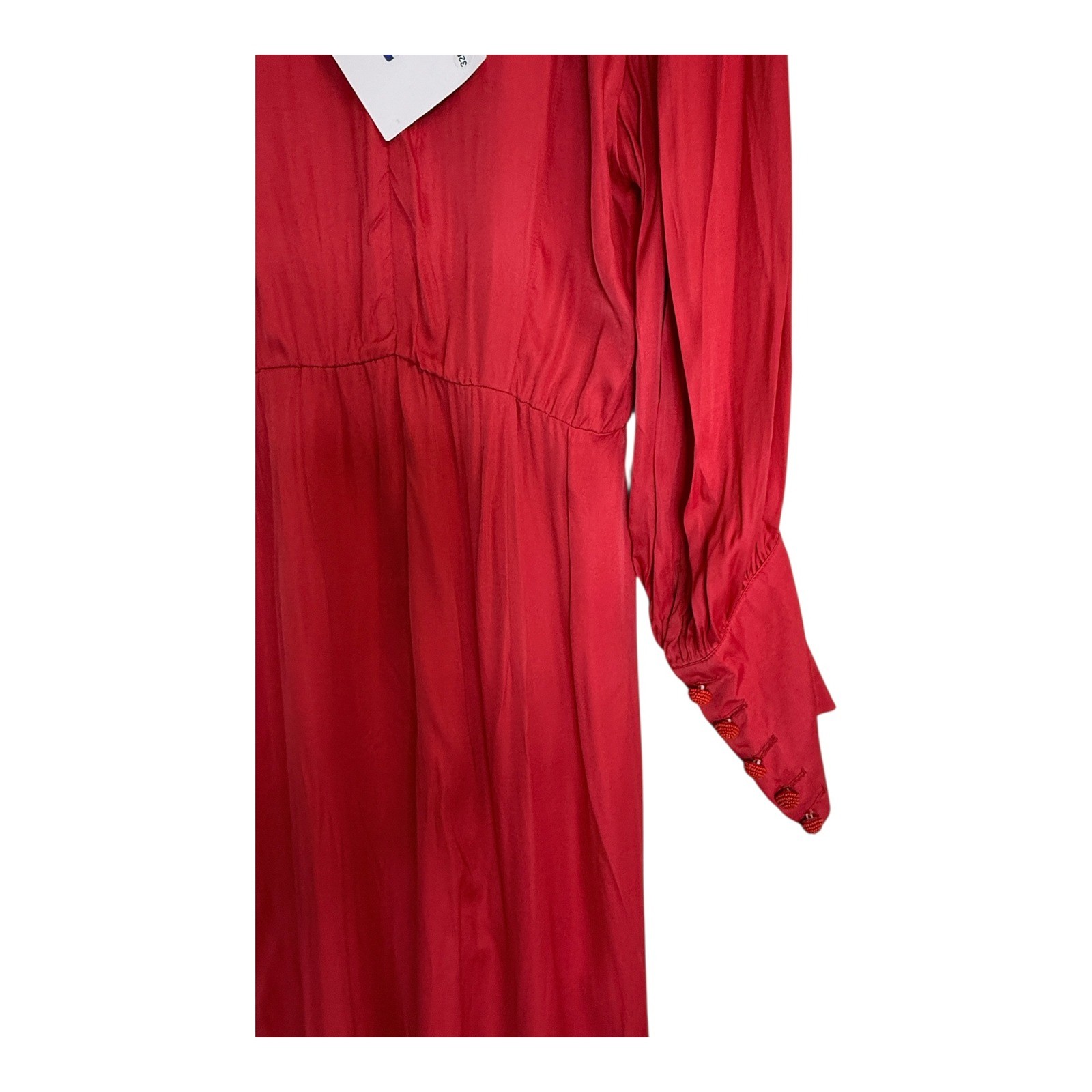 Farm Rio Red Cut Out Long Sleeve Maxi Dress XL Lenzing Ecovero Viscose New
