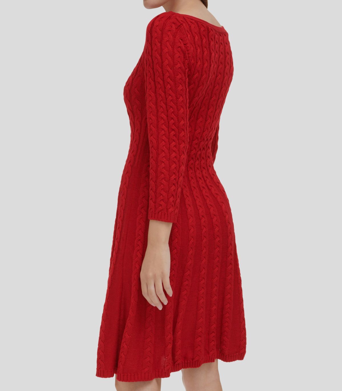 Jessica Howard Womens Red Round Neck Cable-Knit Sweater Dress Petite Size PXL
