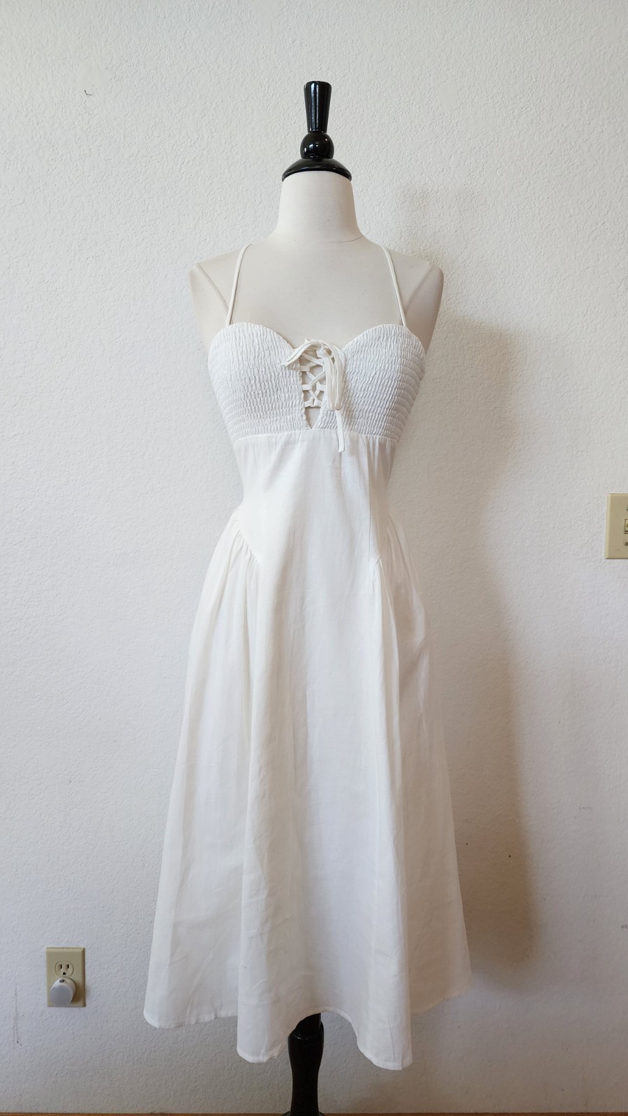 New Midi Dress Size Small XS White Wedding Bridal Coquette Romantic